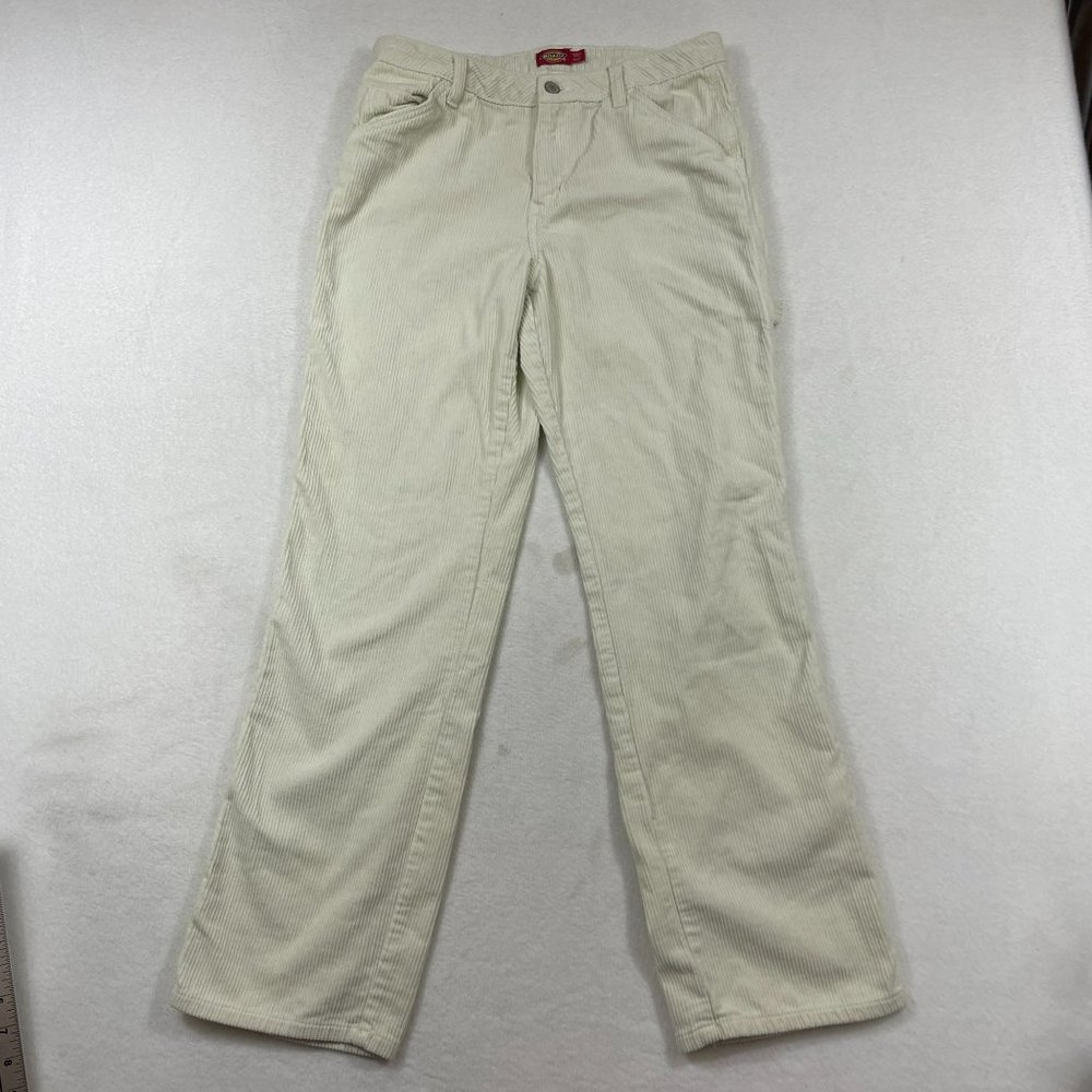 Dickies High Waist Straight Corduroy Carpenter Pants Size 5 27 Ivory Hammer Loop